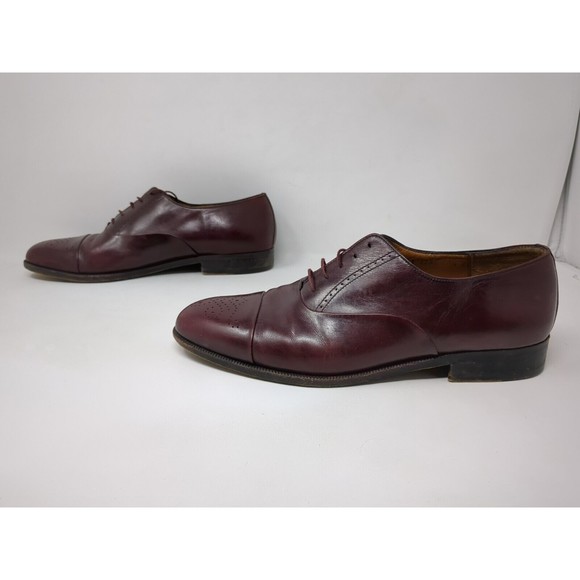 Salvatore Ferragamo Brogue Wingtip Oxford Burgundy Leather Lace Up Shoes 8.5 EE‎ main image 4
